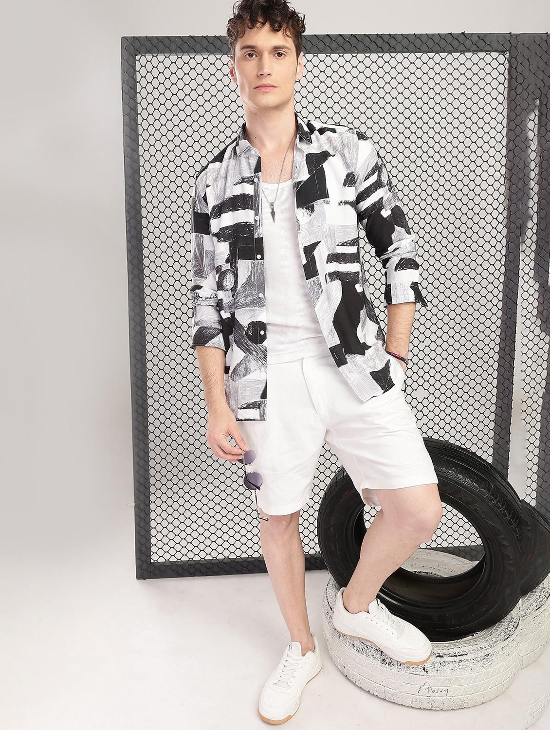 men printed collared long sleeve regular fit shirt - 22052126 - Standard Image - 4