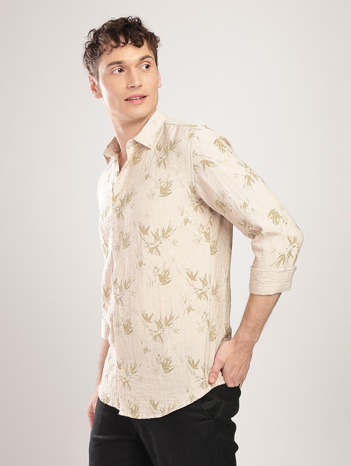men printed collared long sleeve regular fit shirt - 22052128 - Standard Image - 1