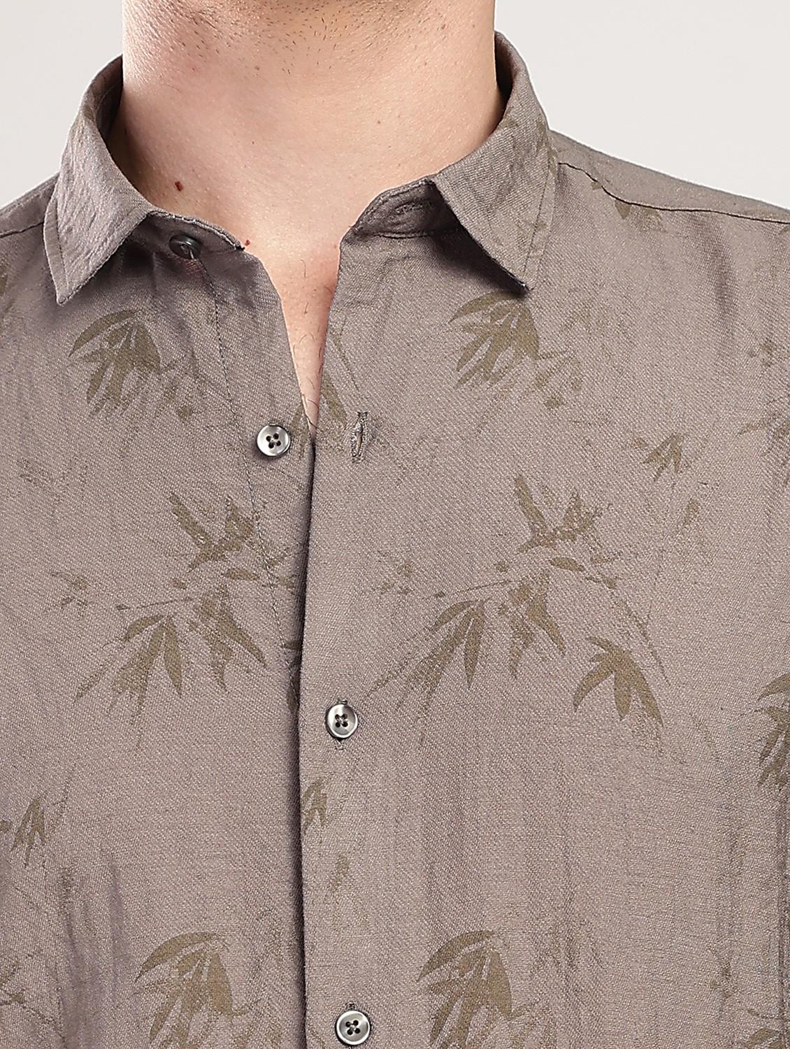 men printed collared long sleeve regular fit shirt - 22052129 - Standard Image - 4