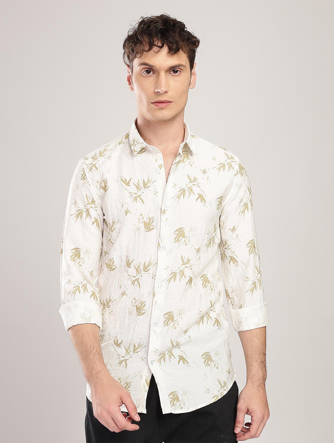men printed collared long sleeve regular fit shirt - 22052130 - Zoom Image - 0