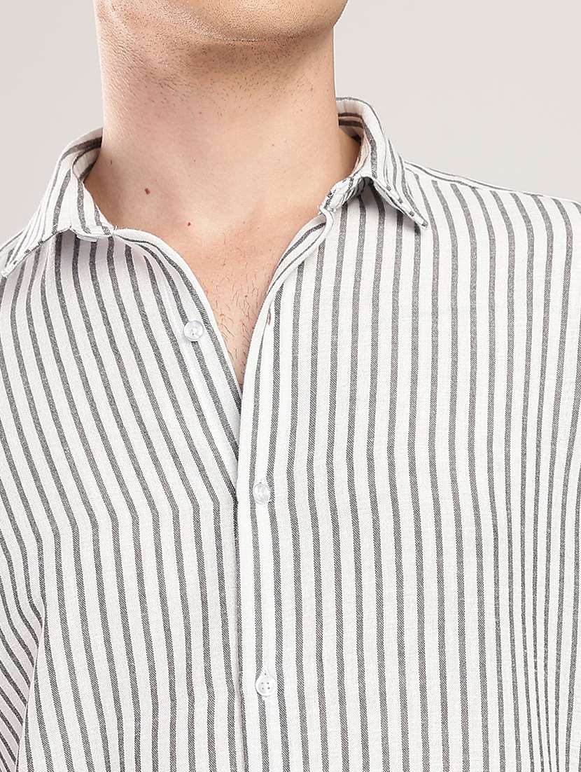 men striped collared long sleeve regular fit shirt - 22052138 -  Standard Image - 4