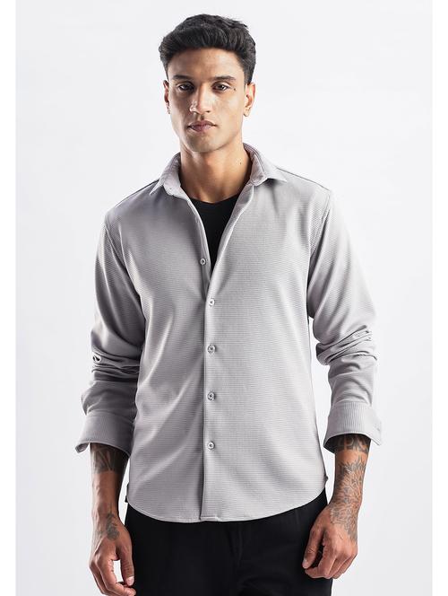 men solid collared long sleeve regular fit shirt - 22052145 -  Standard Image - 0