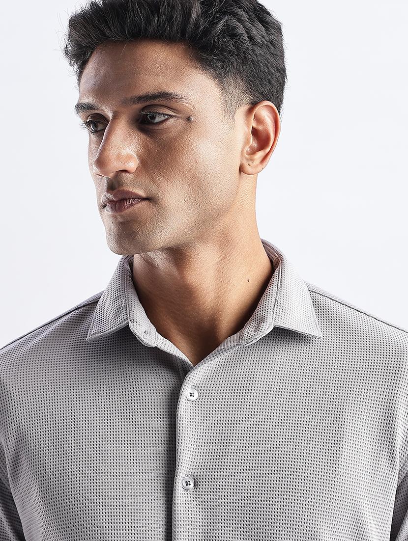 men solid collared long sleeve regular fit shirt - 22052145 - Standard Image - 4