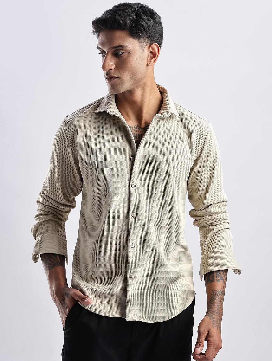 men solid collared long sleeve regular fit shirt - 22052146 - Standard Image - 1