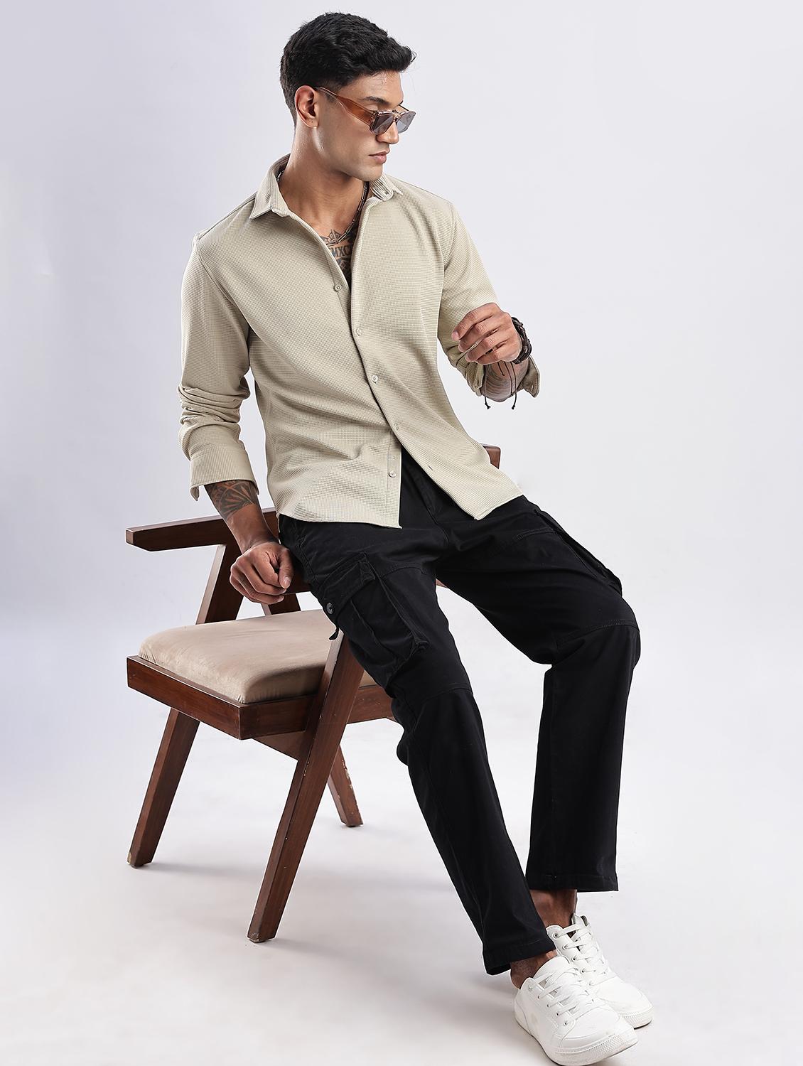 men solid collared long sleeve regular fit shirt - 22052146 - Standard Image - 4