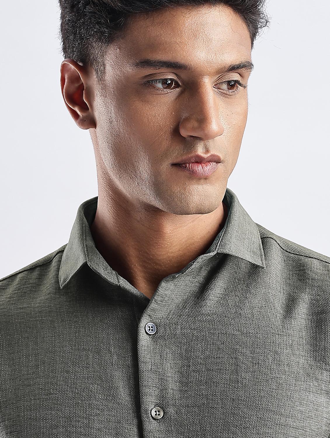 men solid collared long sleeve regular fit shirt - 22052150 - Standard Image - 4