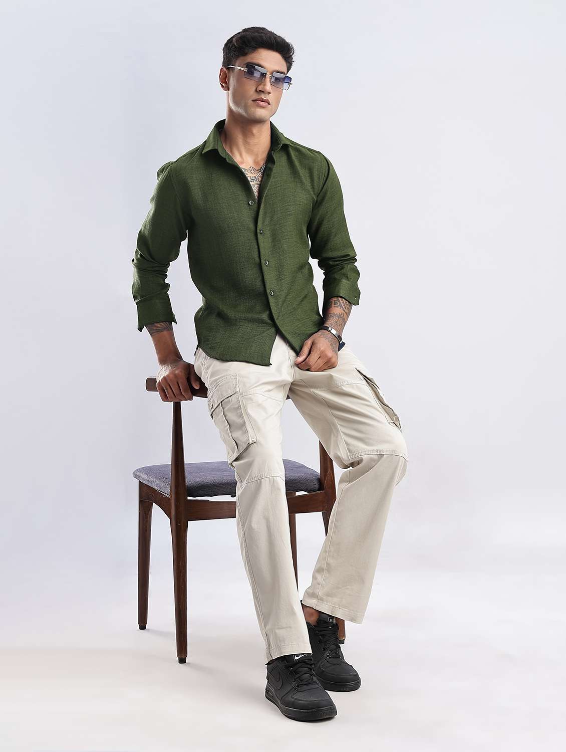 men solid collared long sleeve regular fit shirt - 22052154 -  Standard Image - 4