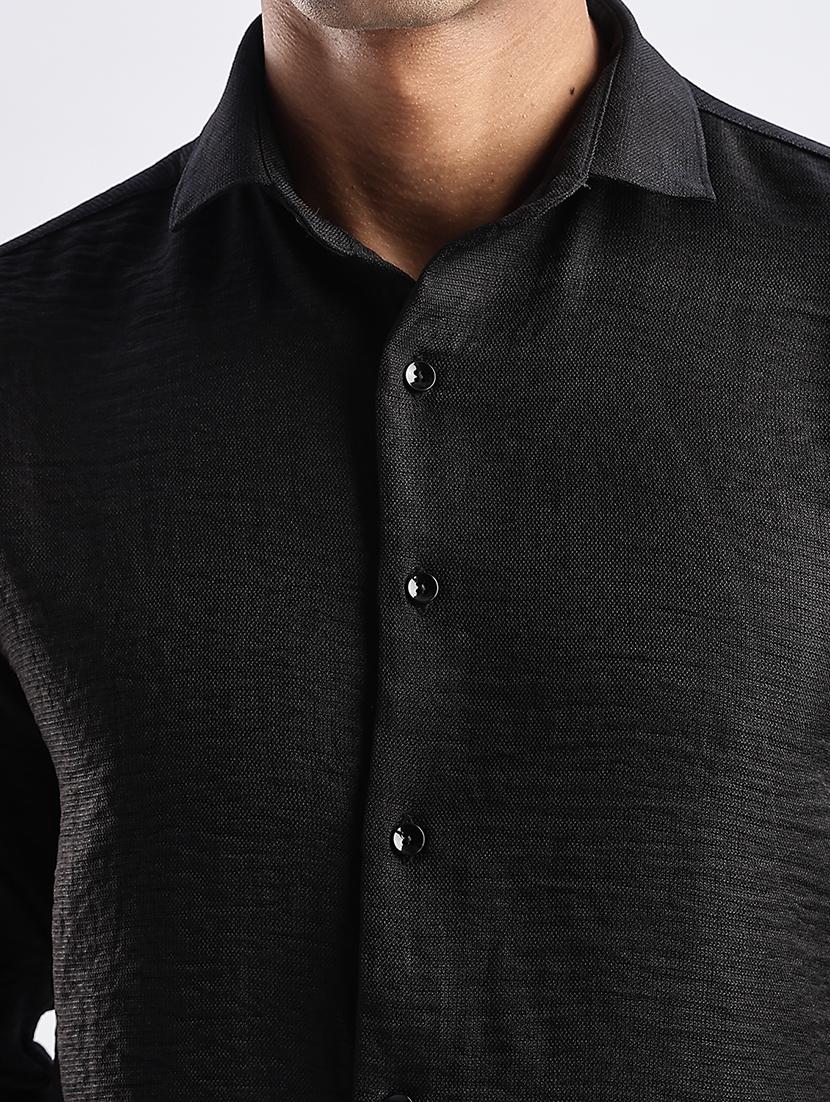 men solid collared long sleeve regular fit shirt - 22052155 - Standard Image - 4