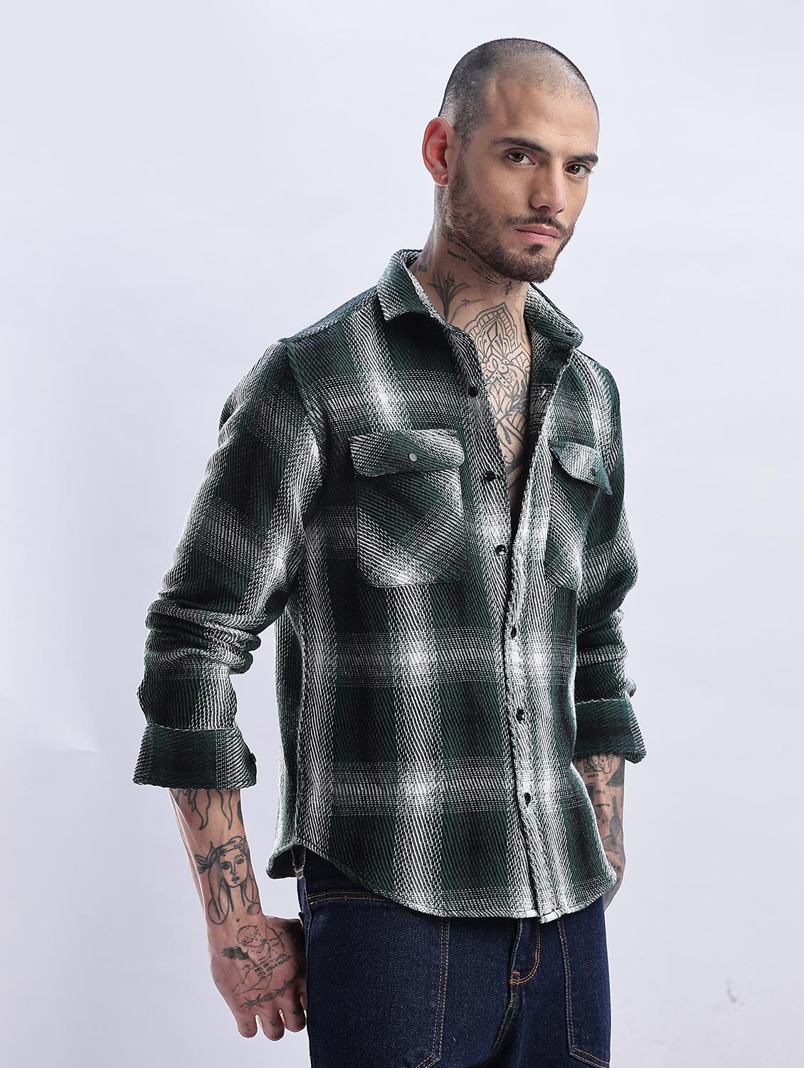 olive rayon casual shirt - 22052163 -  Standard Image - 1