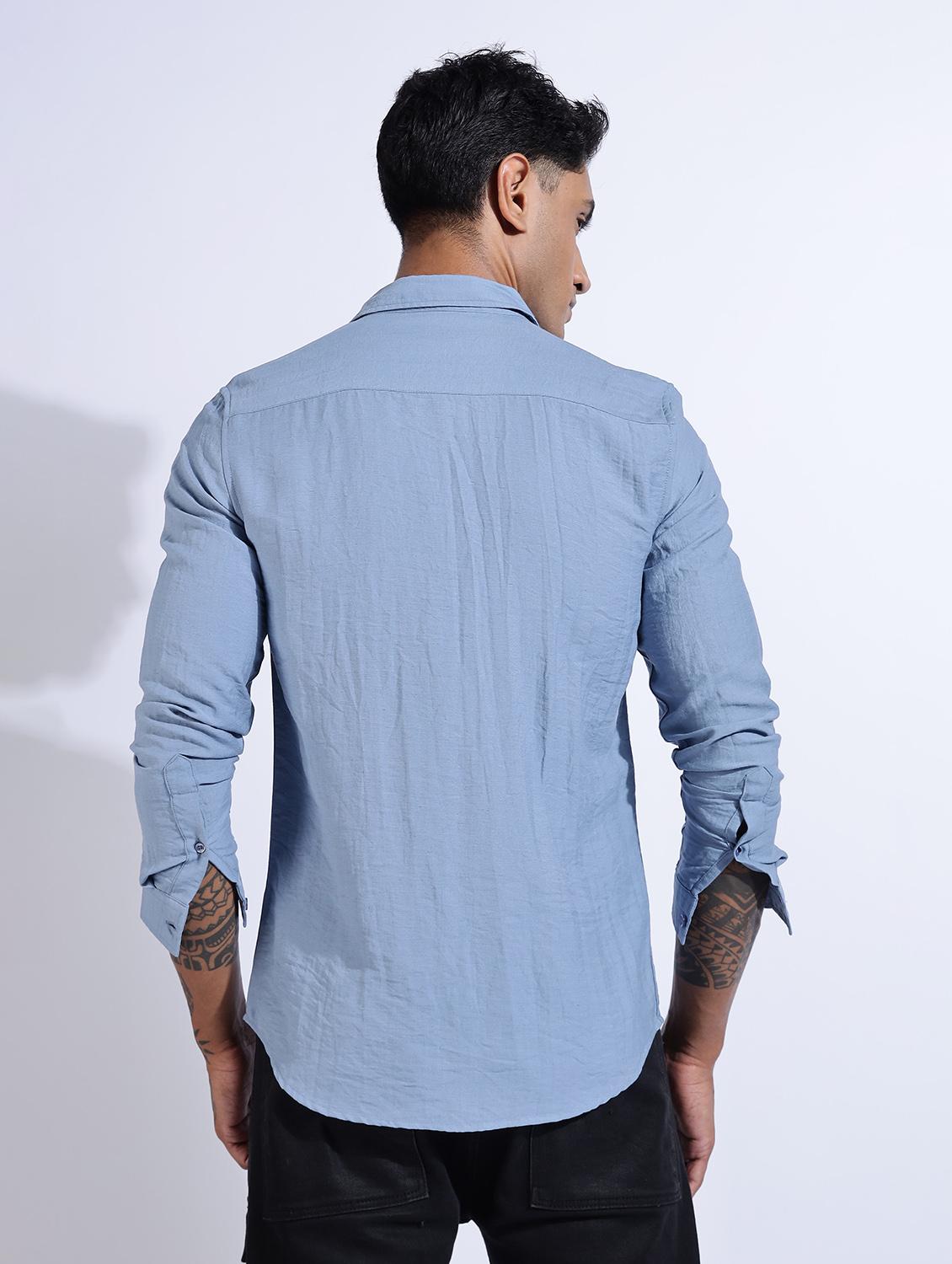men solid collared long sleeve regular fit shirt - 22052176 - Standard Image - 1