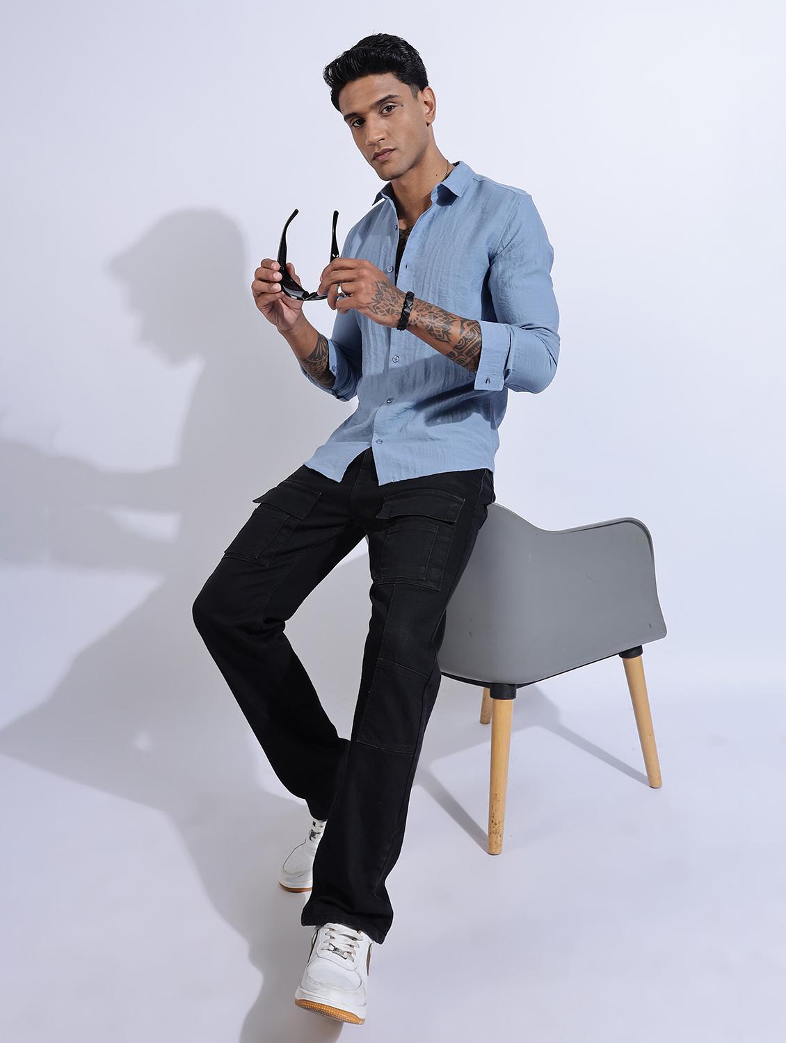 men solid collared long sleeve regular fit shirt - 22052176 - Standard Image - 4
