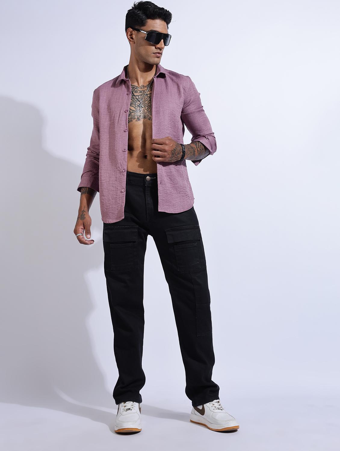 men solid collared long sleeve regular fit shirt - 22052189 - Standard Image - 4