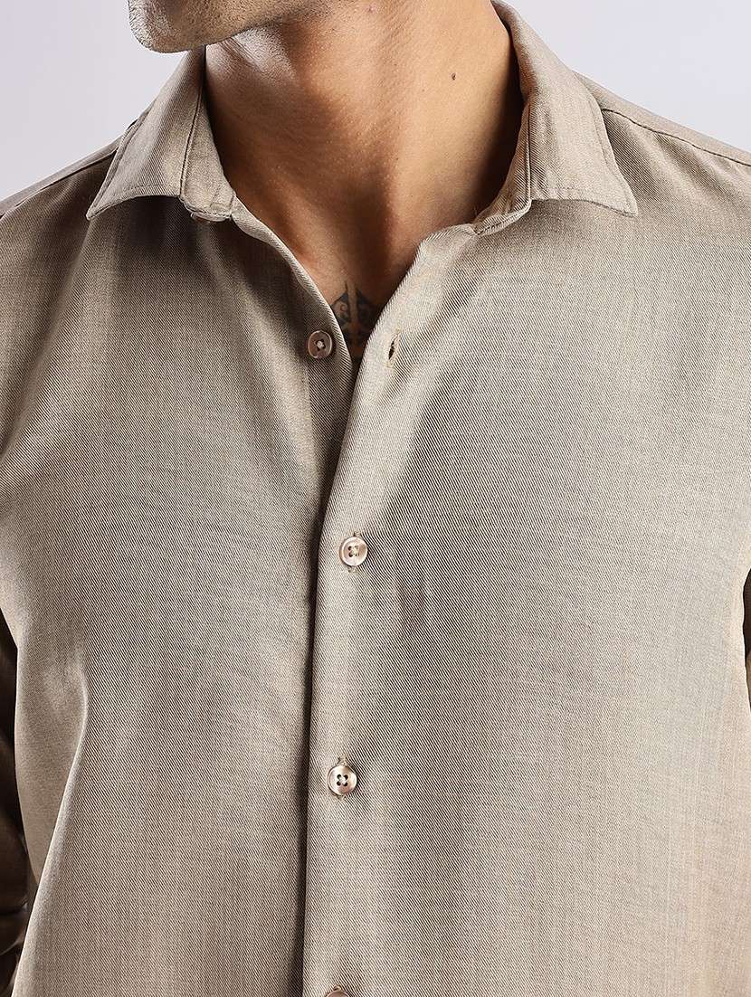 men solid collared long sleeve regular fit shirt - 22052190 -  Standard Image - 4