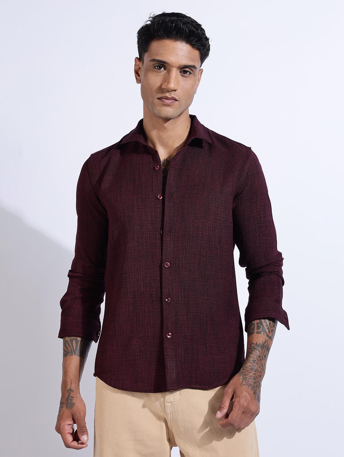 men solid collared long sleeve regular fit shirt - 22052198 - Standard Image - 1