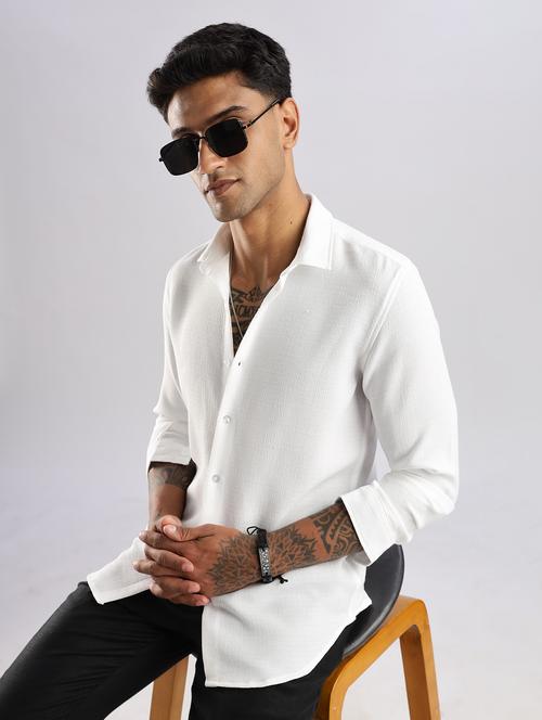 men solid collared long sleeve regular fit shirt - 22052199 - Standard Image - 0
