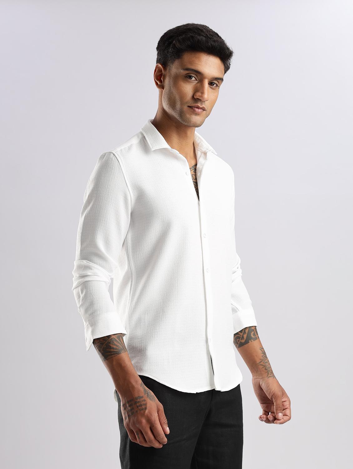 men solid collared long sleeve regular fit shirt - 22052199 - Standard Image - 1