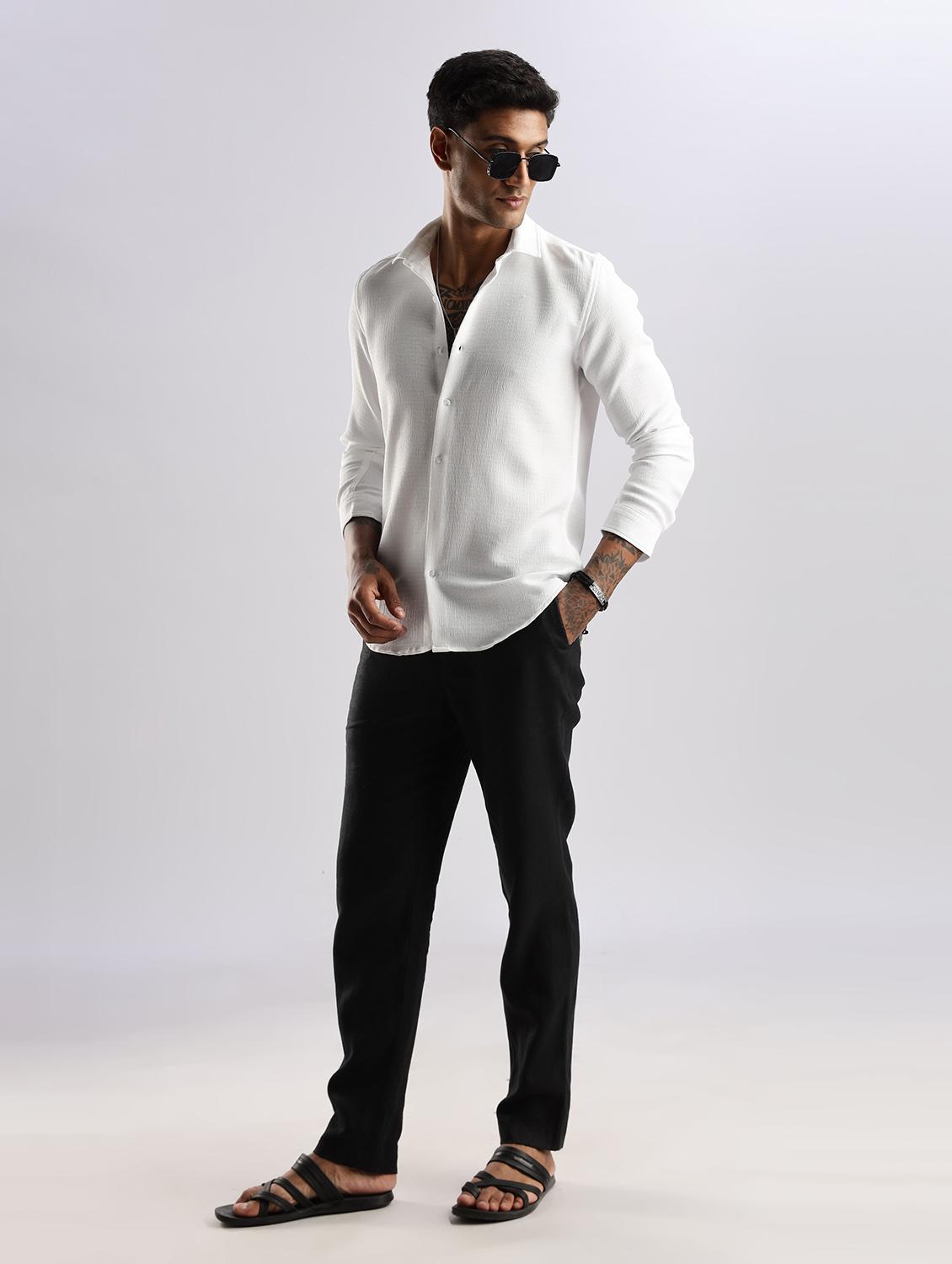 men solid collared long sleeve regular fit shirt - 22052199 - Standard Image - 4