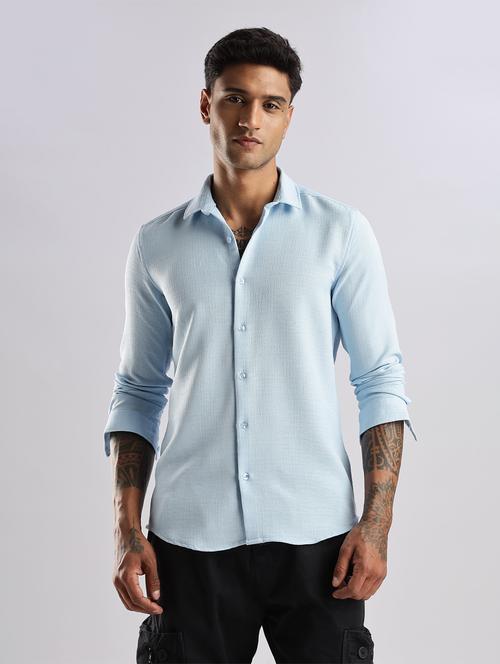 men solid collared long sleeve regular fit shirt - 22052200 - Standard Image - 0