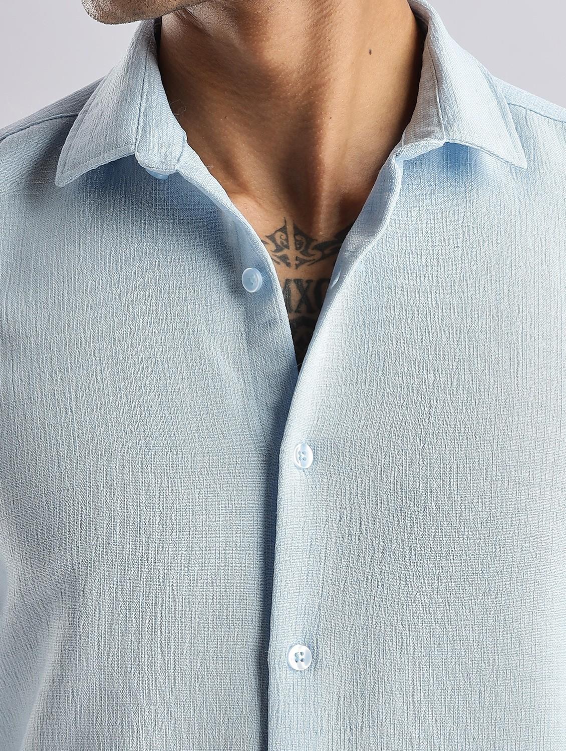 men solid collared long sleeve regular fit shirt - 22052200 - Standard Image - 4
