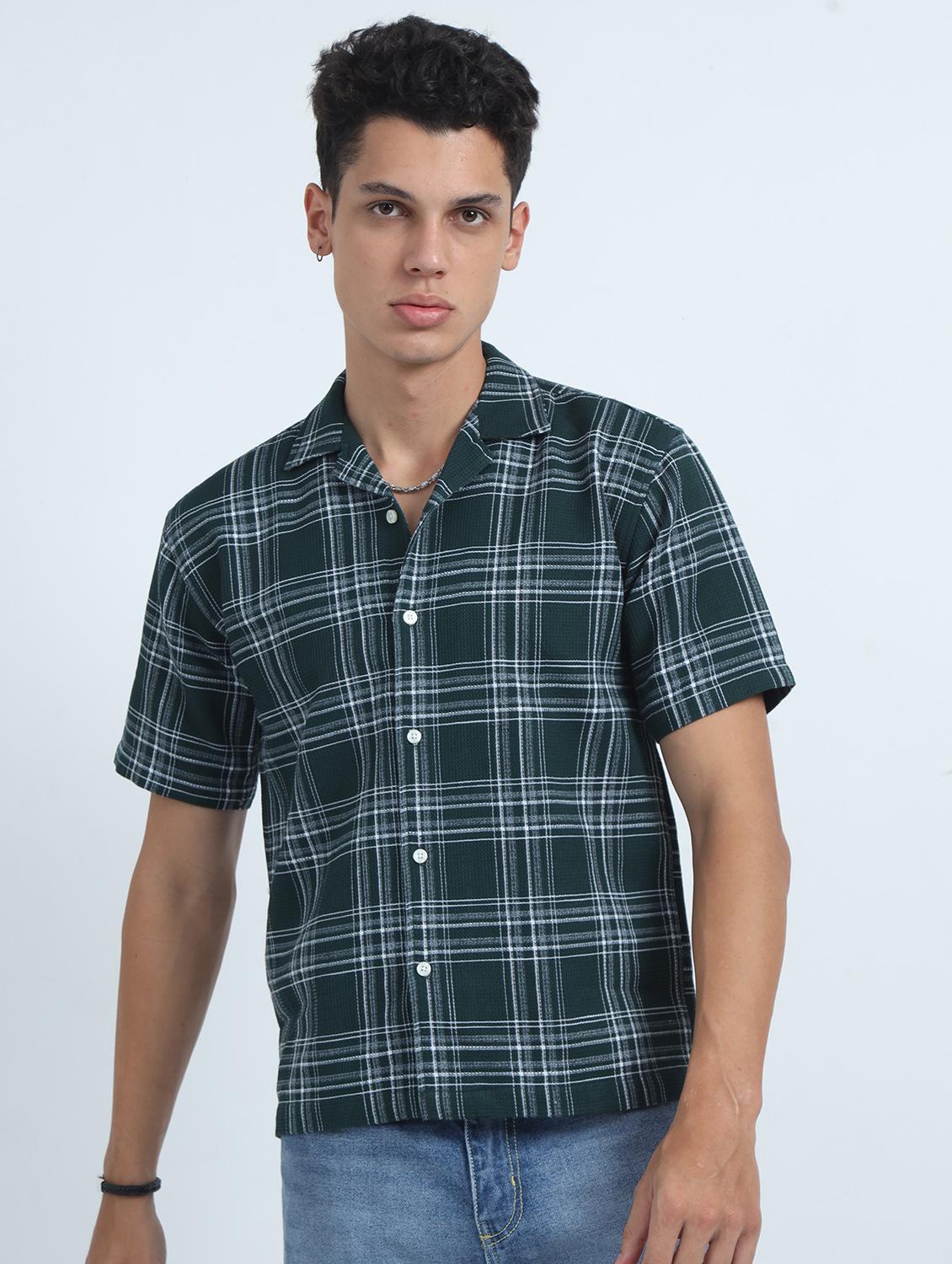 men checkered short sleeve regular fit shirt - 22052227 - Standard Image - 1