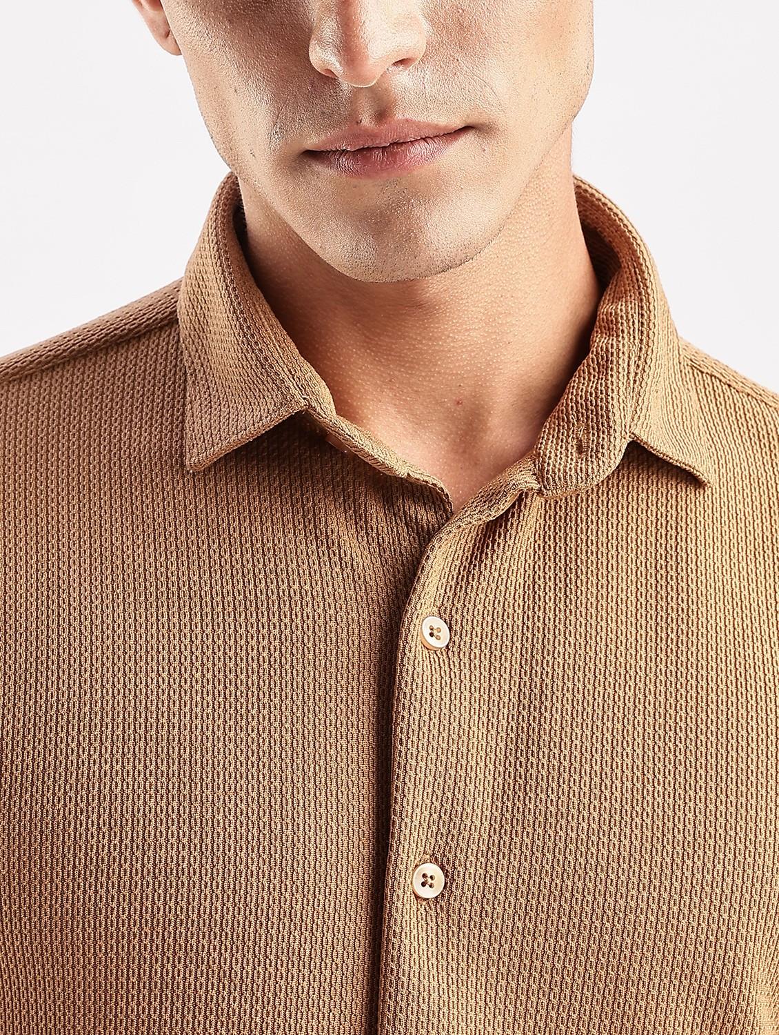 men solid collared long sleeve regular fit shirt - 22052231 - Standard Image - 4