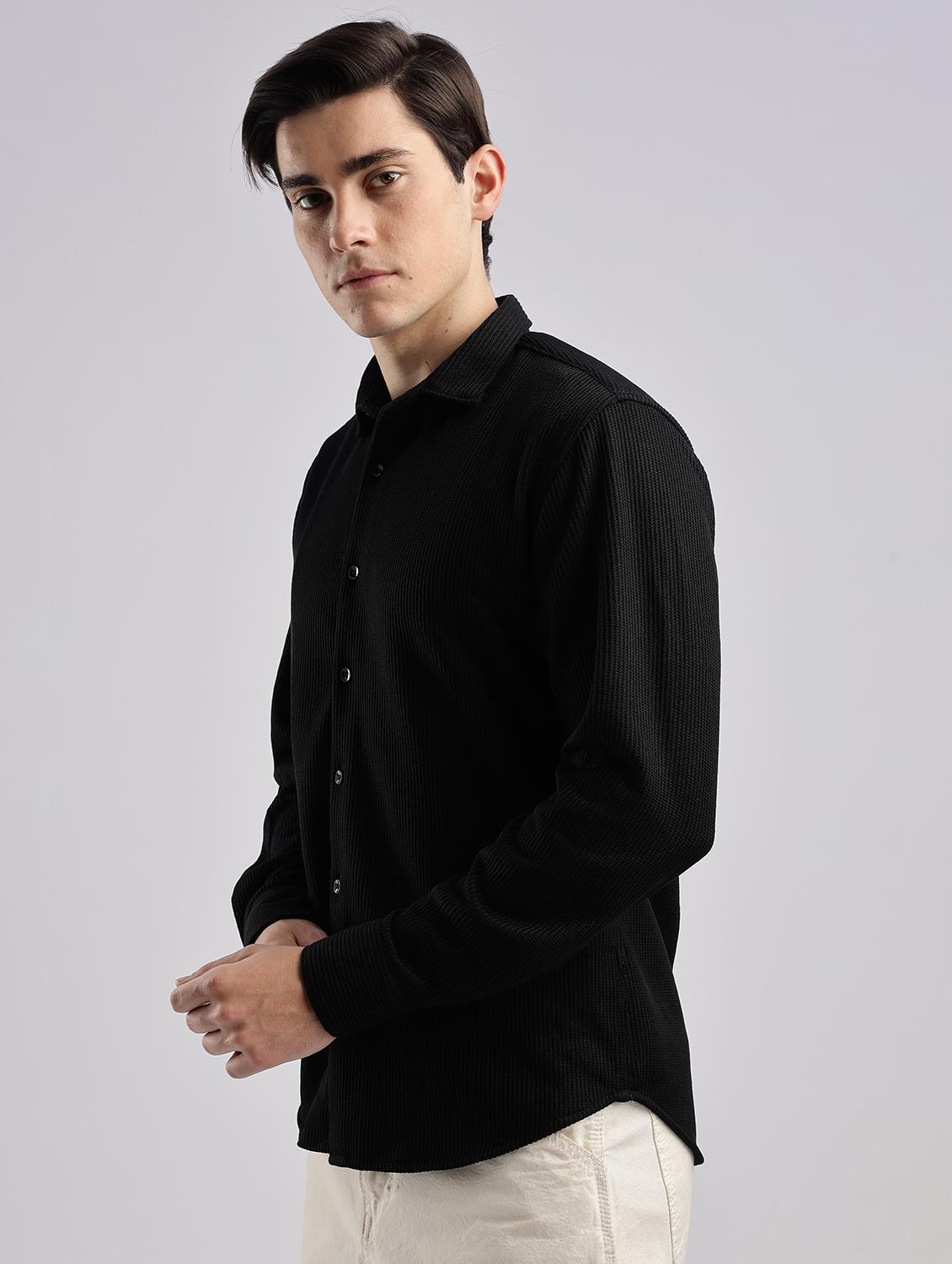 men solid collared short sleeve regular fit shirt - 22052234 - Standard Image - 1