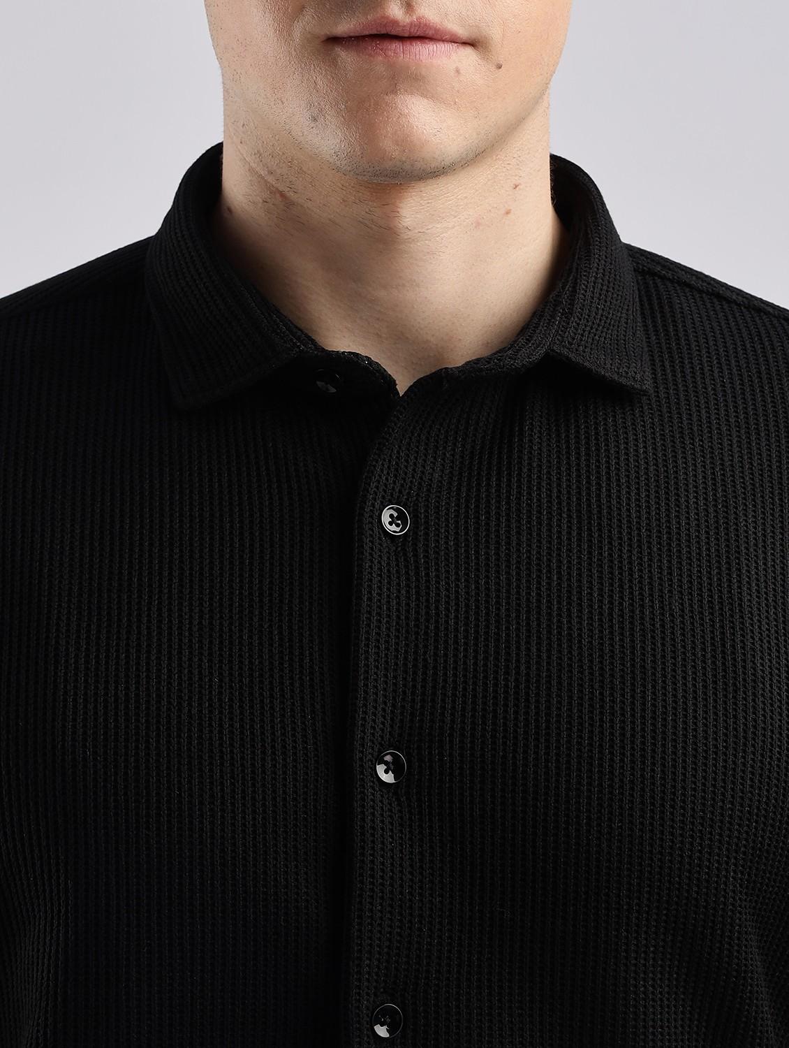 men solid collared short sleeve regular fit shirt - 22052234 - Standard Image - 4