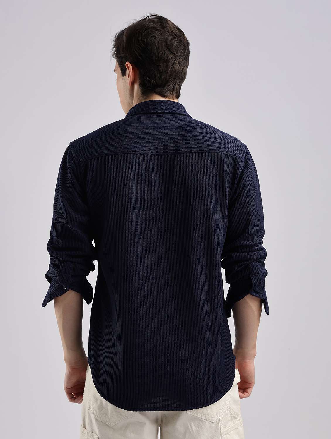 men solid collared long sleeve regular fit shirt - 22052237 -  Standard Image - 4