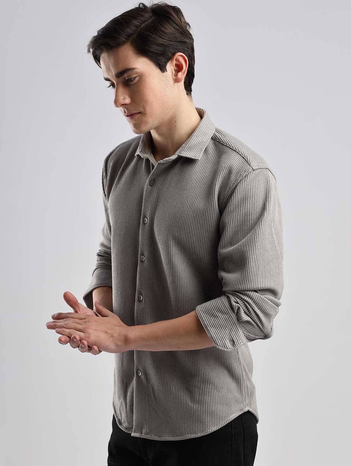 men solid collared short sleeve regular fit shirt - 22052238 - Standard Image - 1