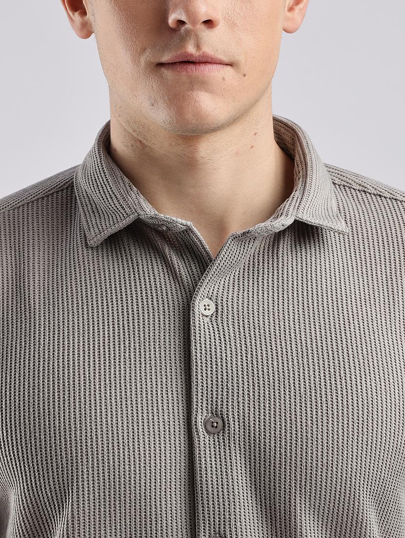 men solid collared short sleeve regular fit shirt - 22052238 - Standard Image - 4