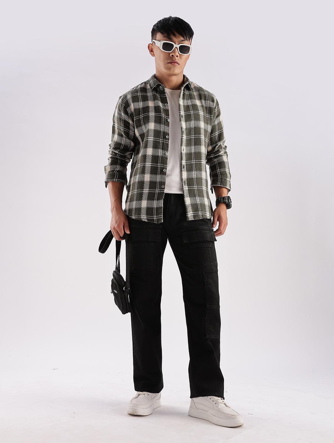 men checkered collared long sleeve regular fit shirt - 22052244 - Standard Image - 4