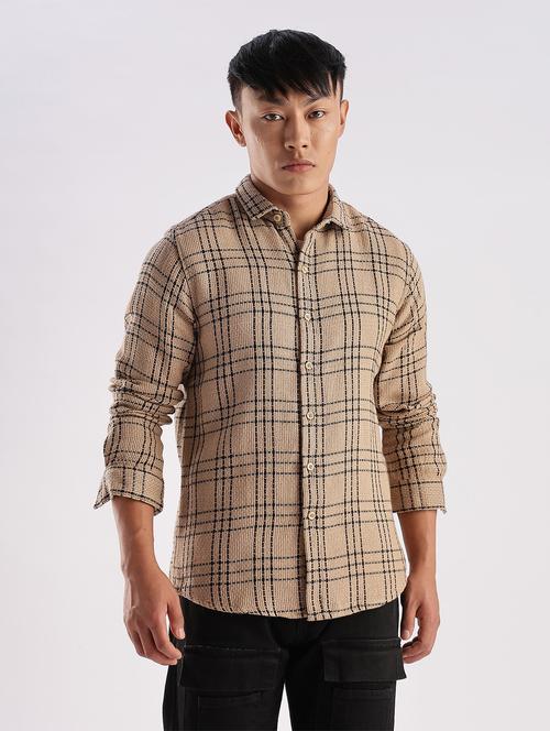 men checkered collared long sleeve regular fit shirt - 22052247 -  Standard Image - 0