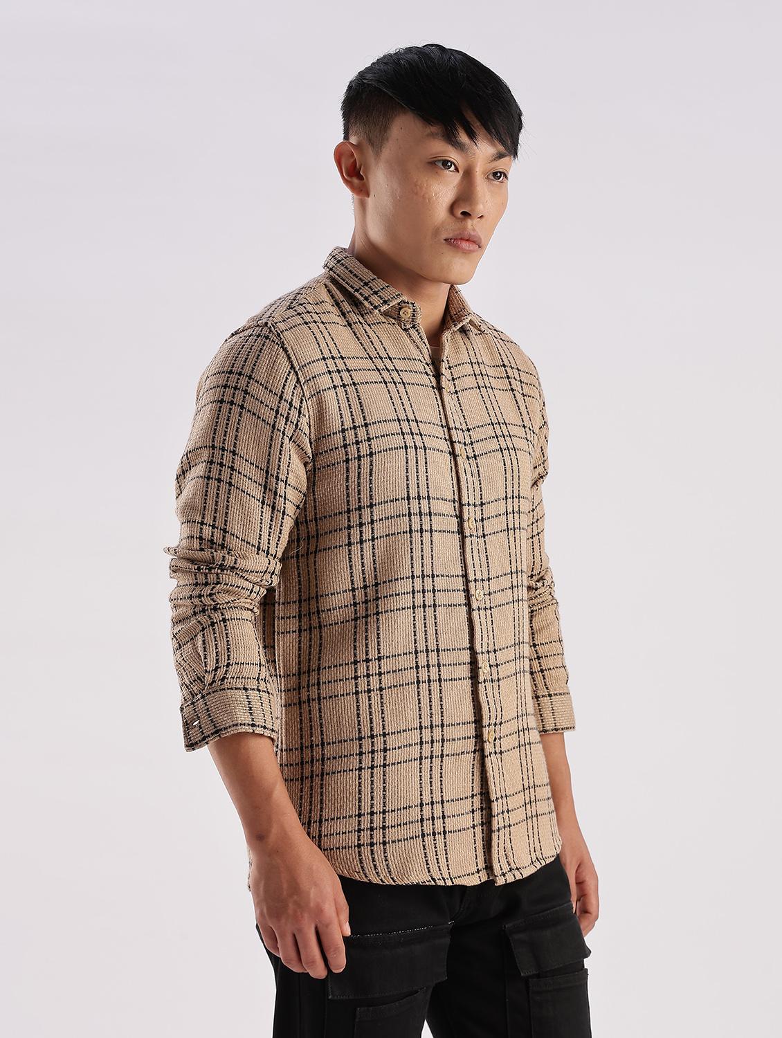 men checkered collared long sleeve regular fit shirt - 22052247 -  Standard Image - 1