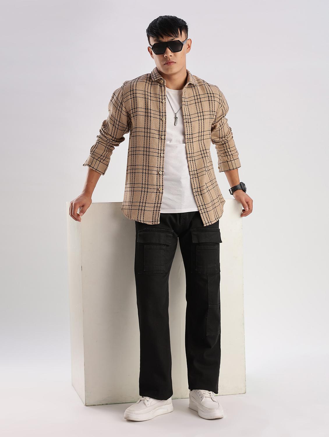 men checkered collared long sleeve regular fit shirt - 22052247 - Standard Image - 4