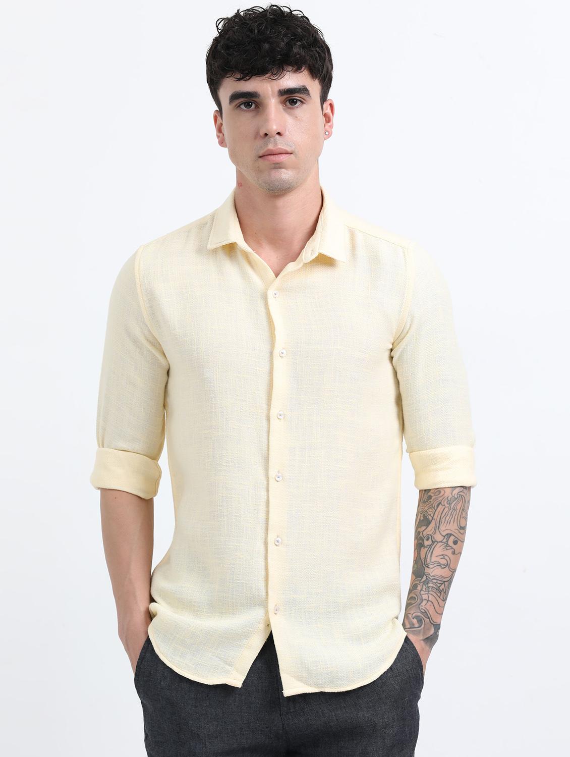 men solid collared short sleeve regular fit shirt - 22052250 - Standard Image - 1