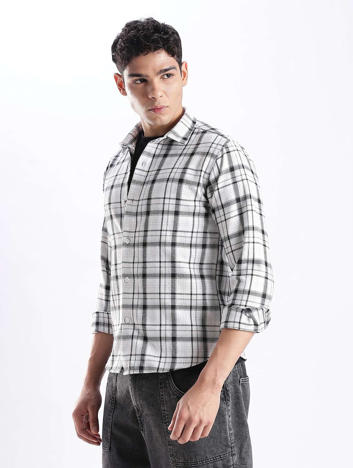 men checkered collared long sleeve regular fit shirt - 22052261 -  Standard Image - 1