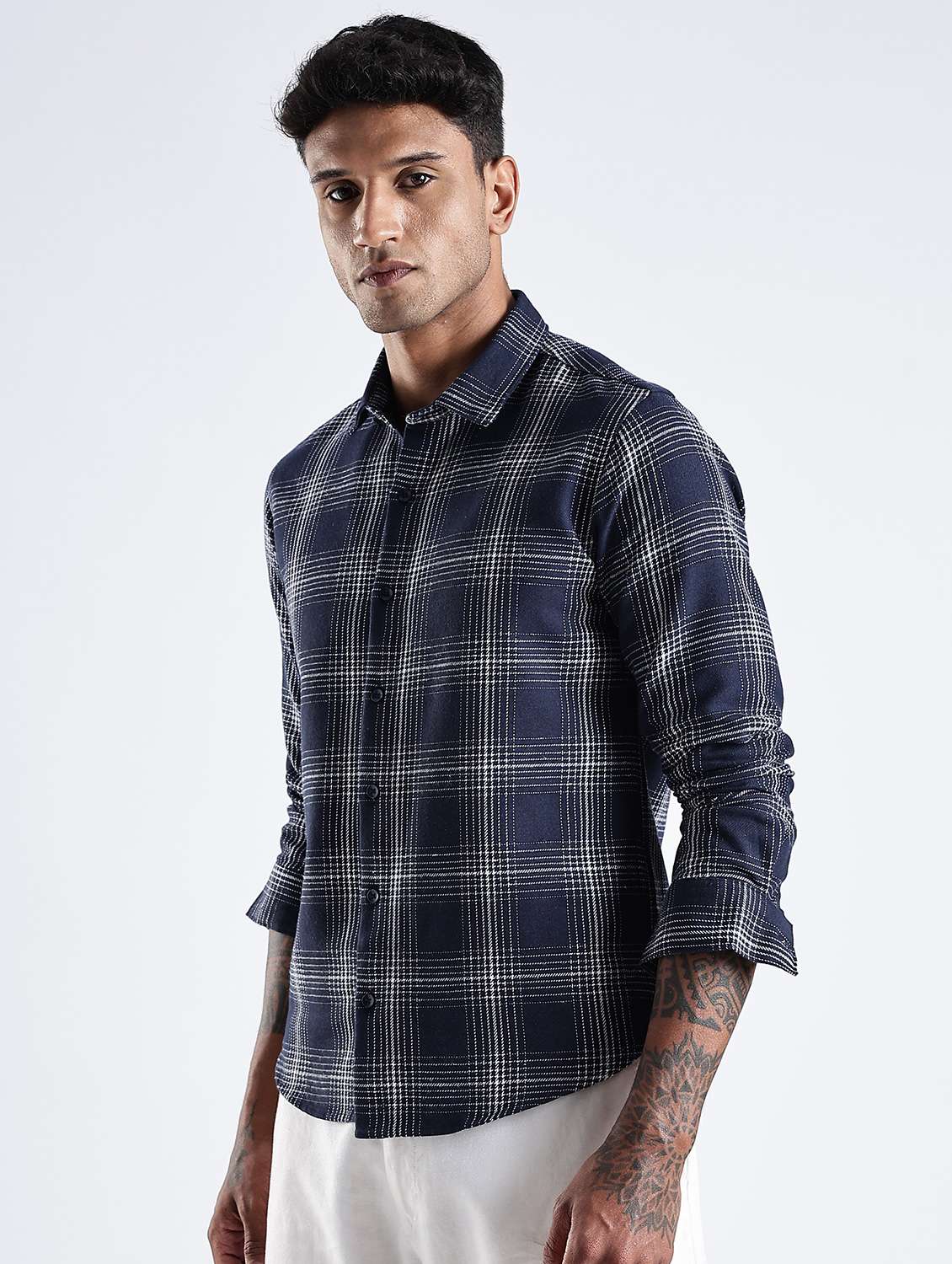 men checkered collared long sleeve regular fit shirt - 22052262 -  Standard Image - 1