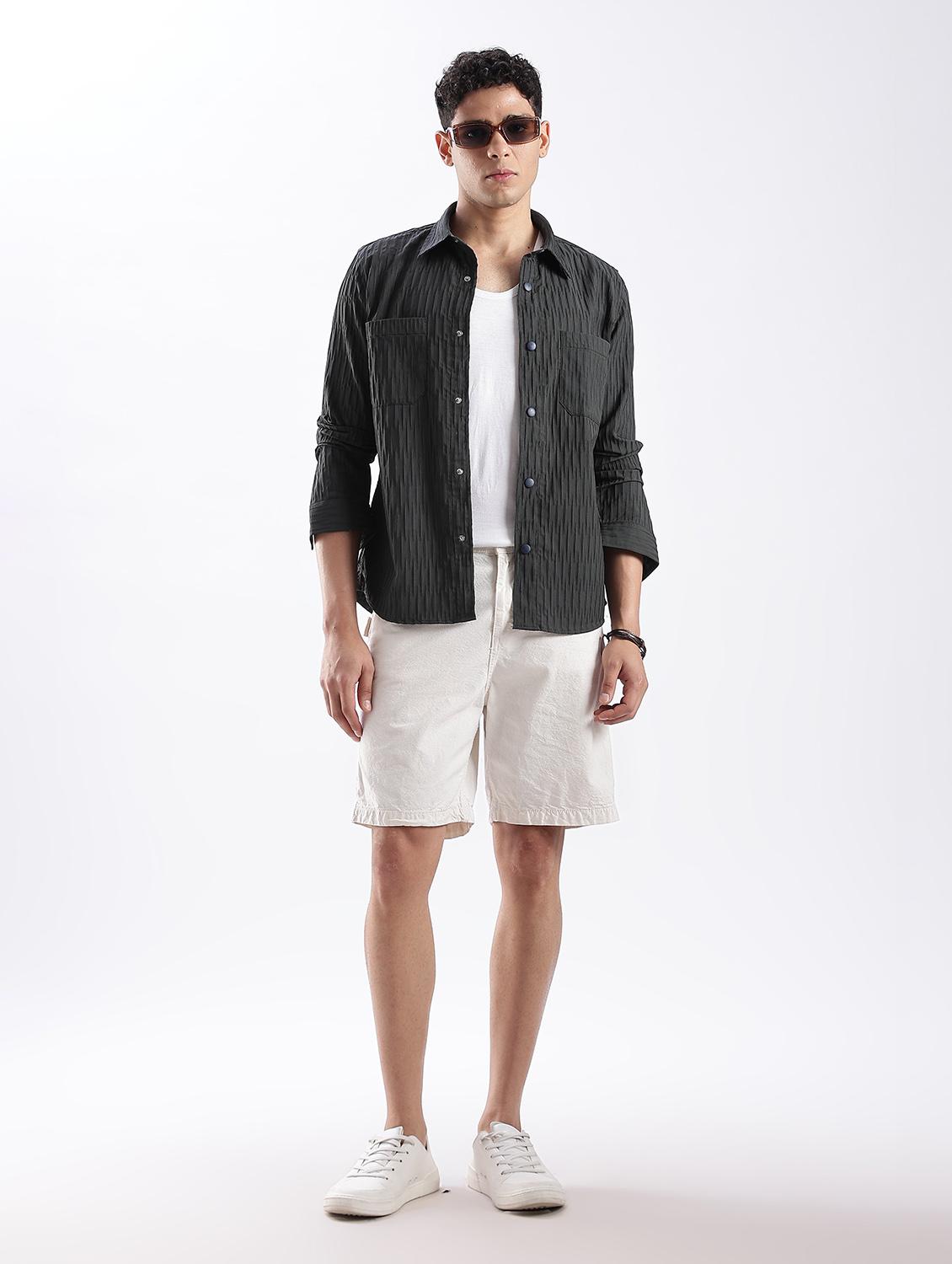 men solid collared long sleeve regular fit shirt - 22052268 - Standard Image - 4