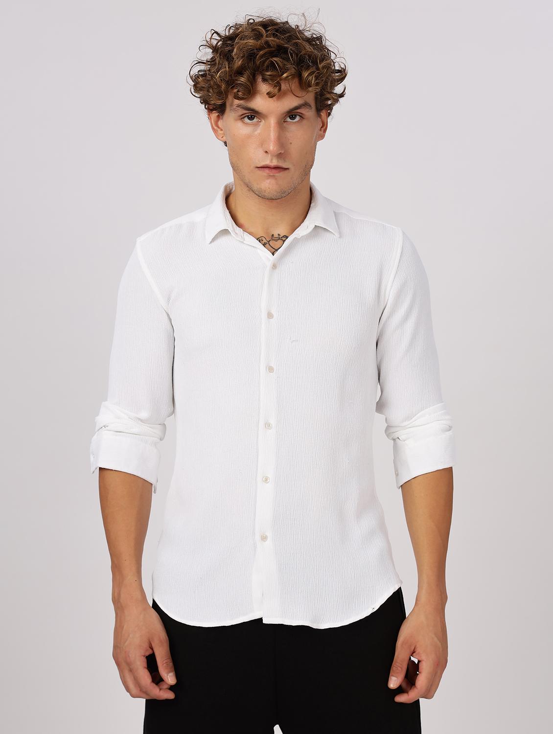 men solid collared long sleeve regular fit shirt - 22052272 - Zoom Image - 0