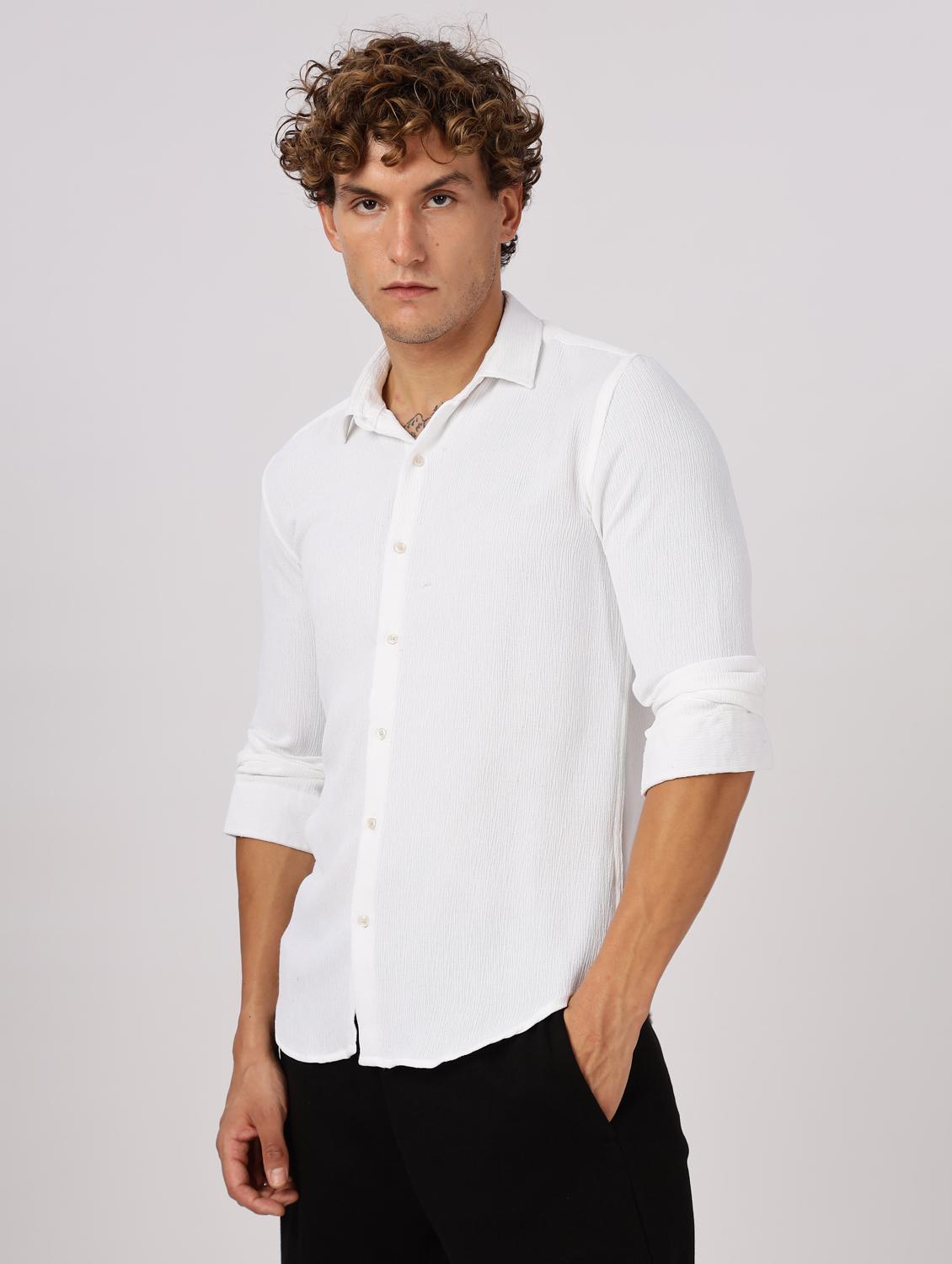 men solid collared long sleeve regular fit shirt - 22052272 - Standard Image - 1