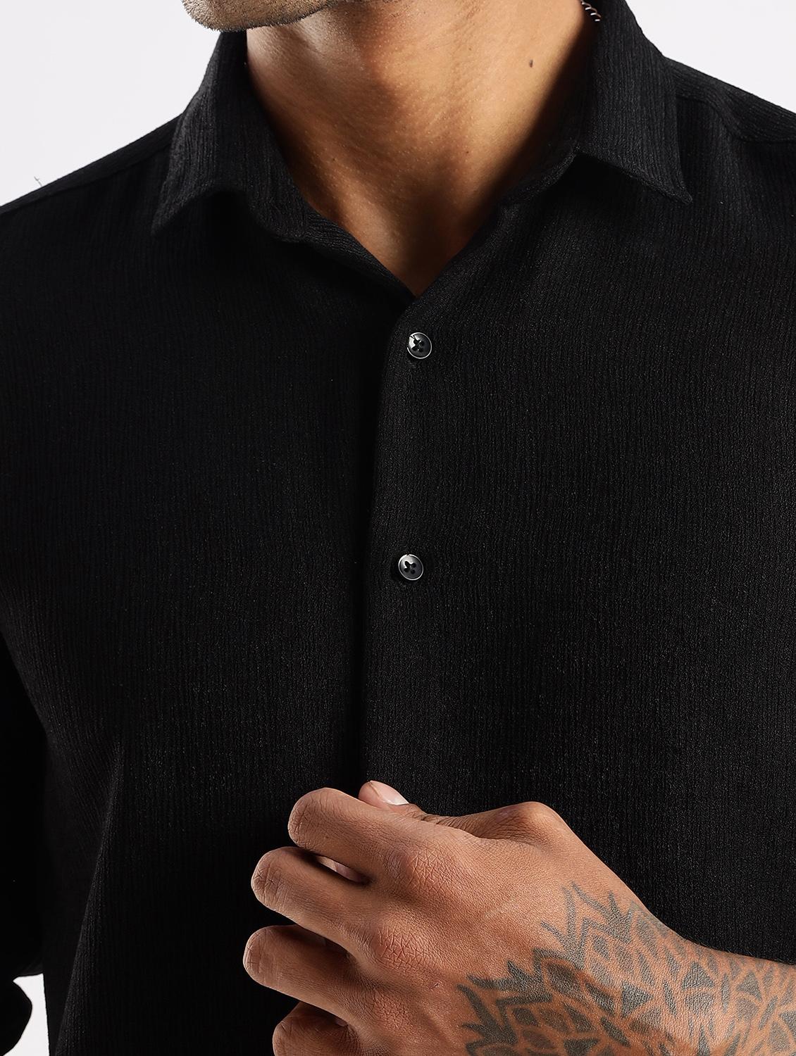 men solid collared long sleeve regular fit shirt - 22052274 - Standard Image - 6