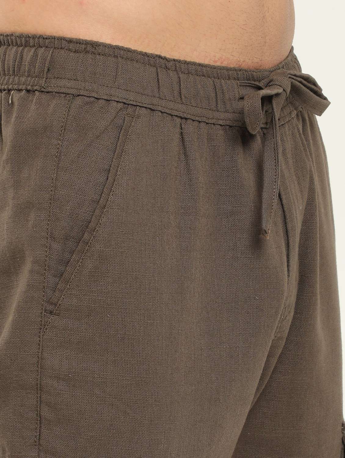 Men Solid Mid Rise Regular Fit Cargo - 22052290 -  Standard Image - 4