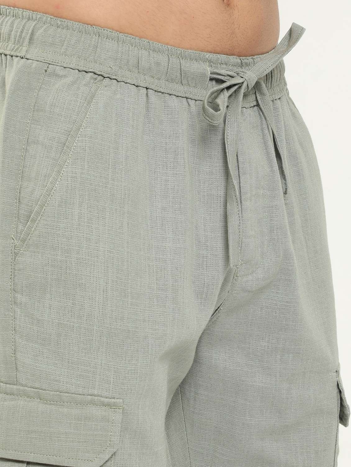 Men Solid Mid Rise Regular Fit Cargo - 22052292 -  Standard Image - 4