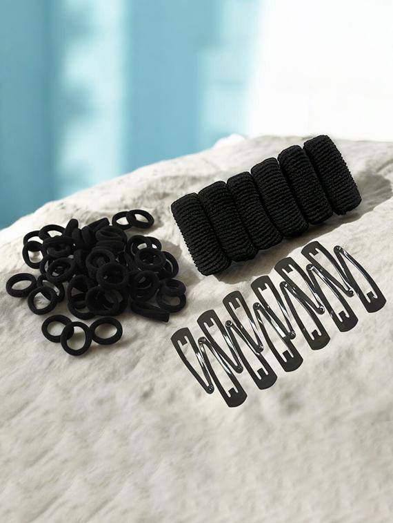 pack of black rubber bands and hair clips - 22052317 -  Standard Image - 1