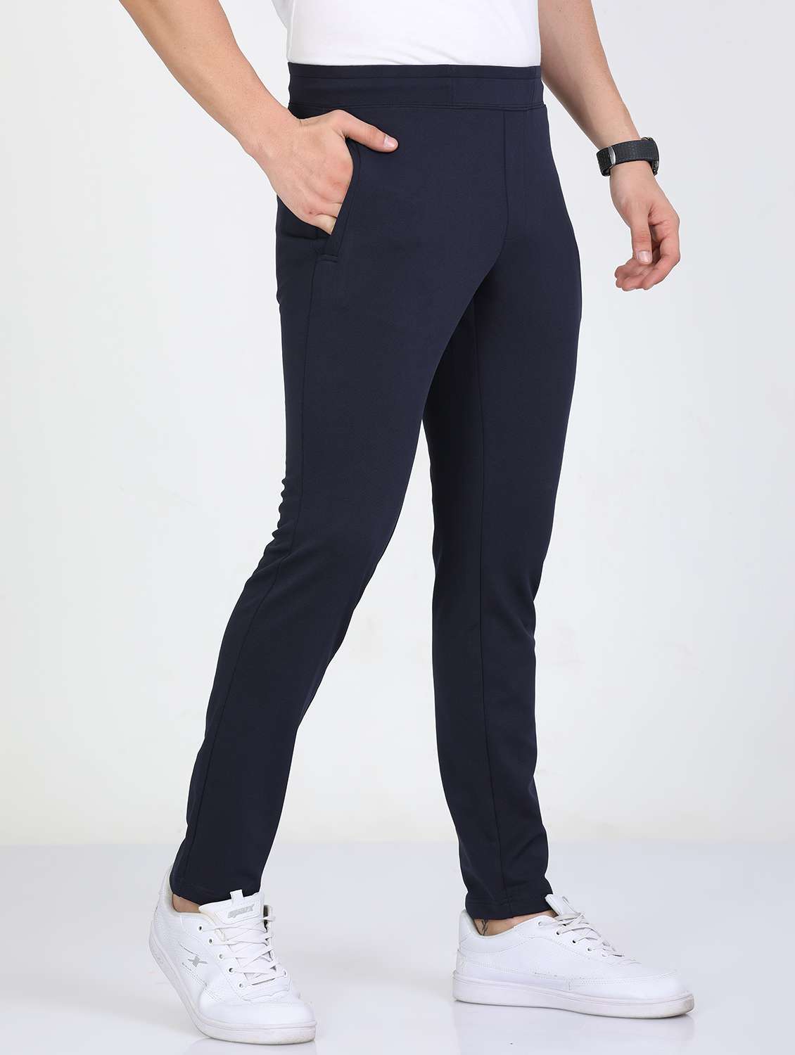 men solid mid rise slim fit track pant - 22052325 - Standard Image - 1
