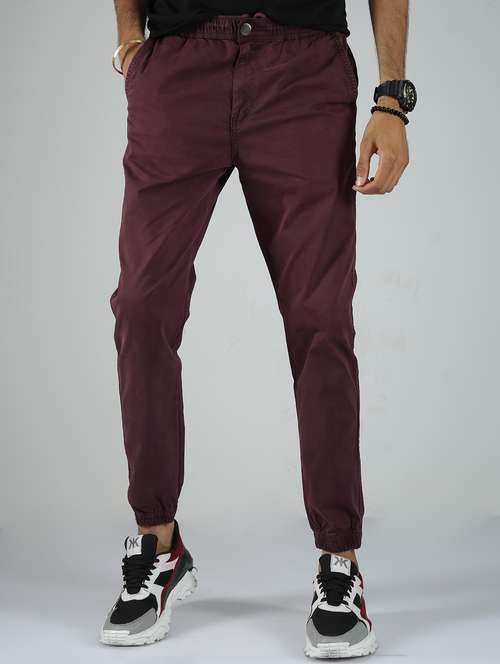 men solid mid rise regular fit jogger - 22052356 -  Standard Image - 0