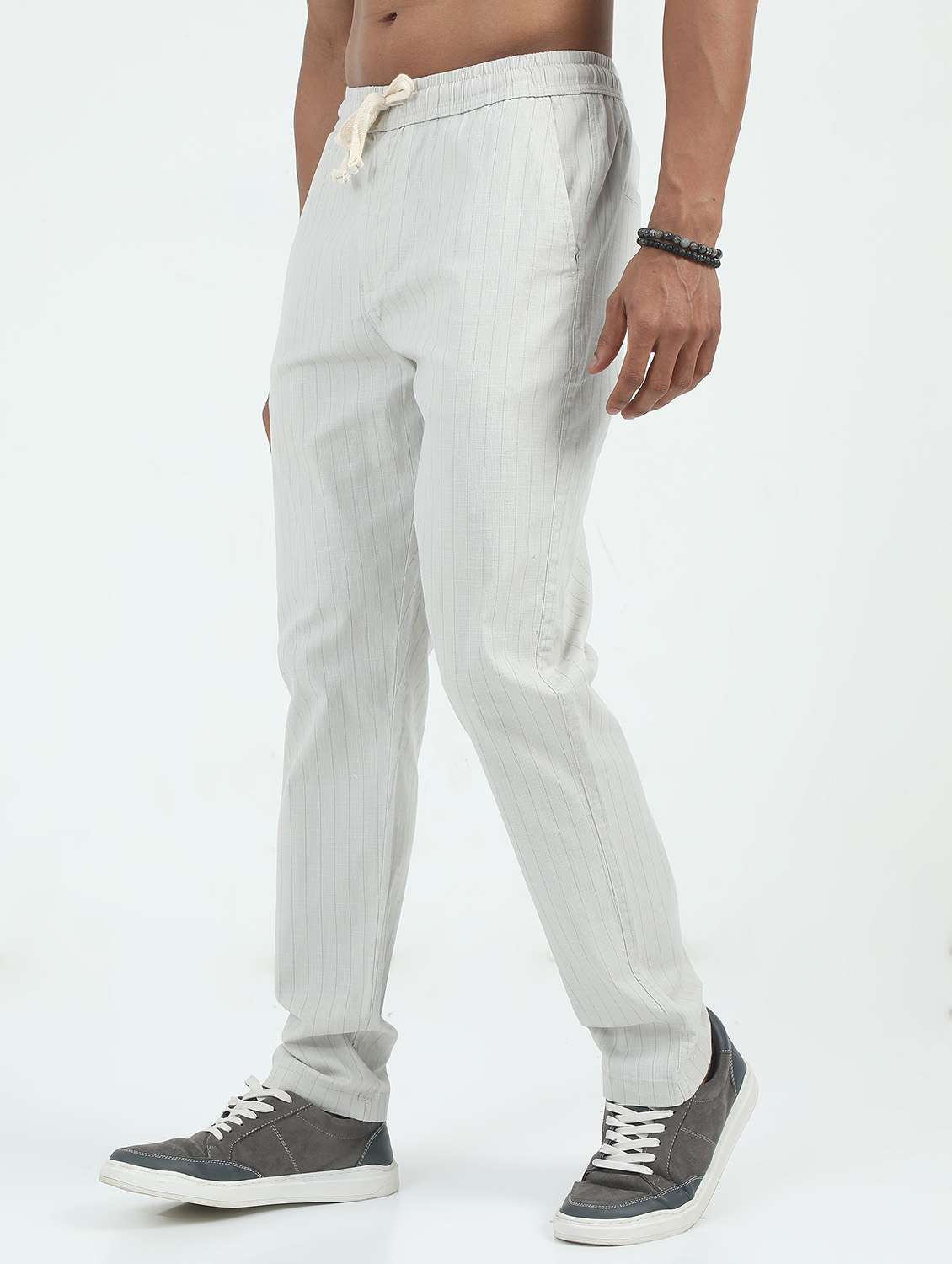 men striped mid rise straight fit chinos - 22052408 -  Standard Image - 1