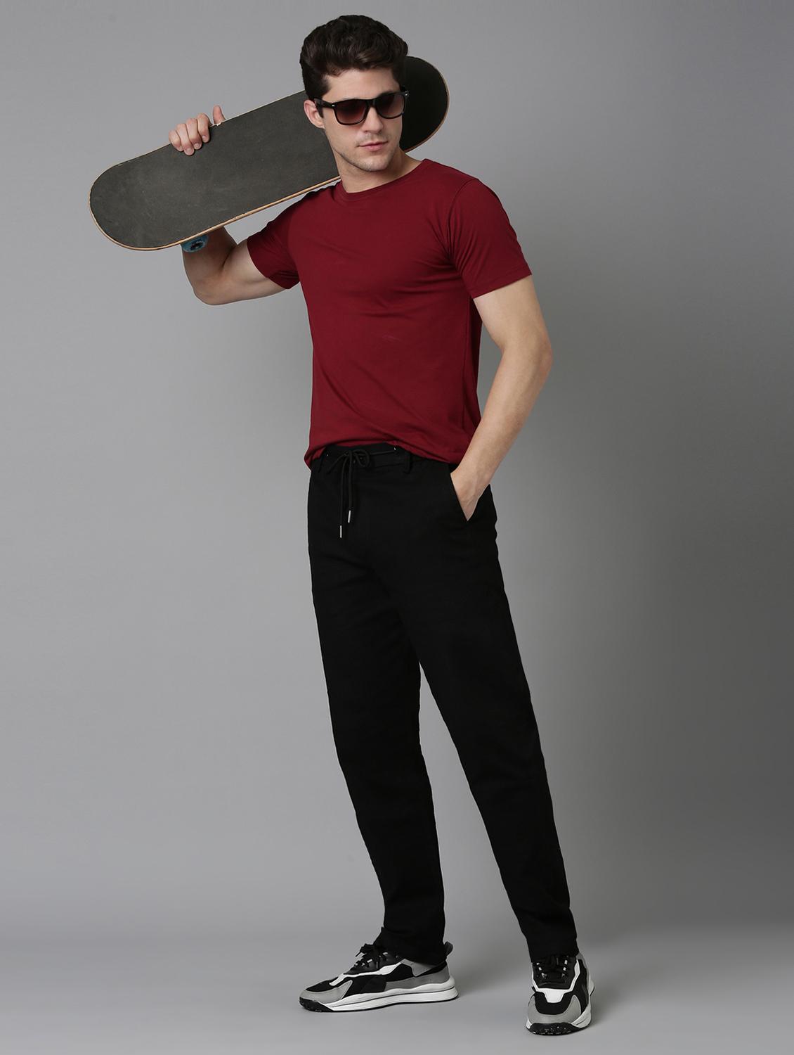 men solid mid rise straight fit chinos - 22052409 - Standard Image - 4