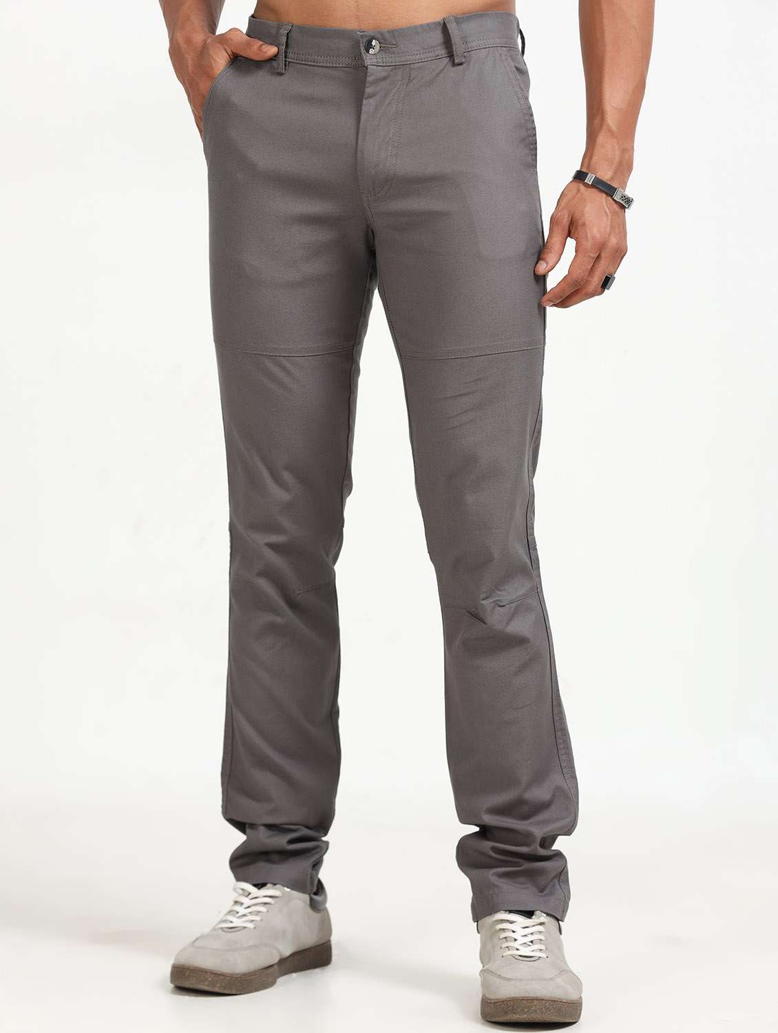 men striped mid rise slim fit chinos