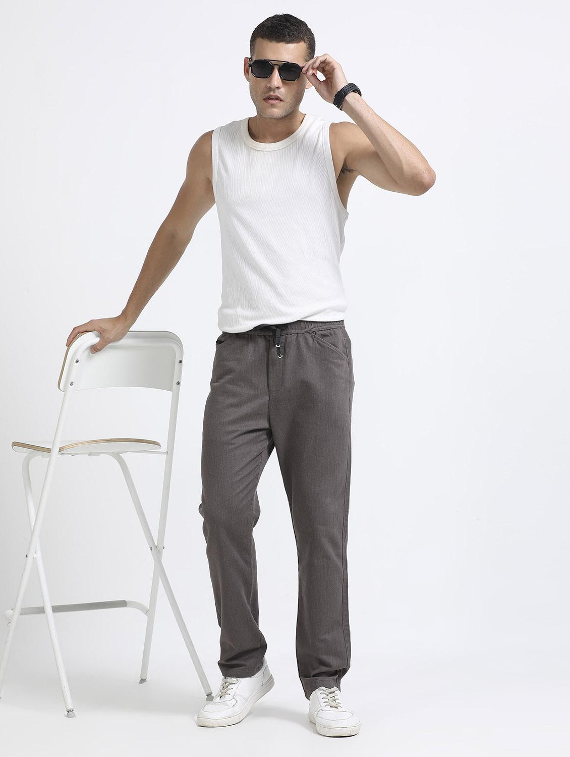 men solid mid rise straight fit chinos - 22052469 - Standard Image - 4
